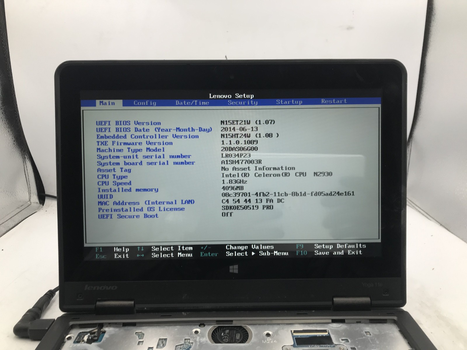LENOVO THINKPAD YOGA 11E -BOOTS TO BIOS- INTEL CELERON N2930 – 4GB RAM -READ- BB