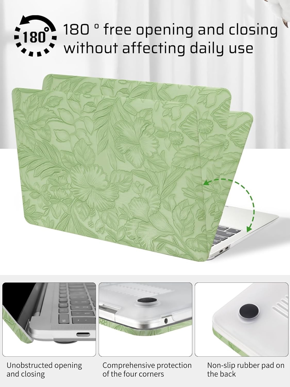 MacBook Air 13 Inch Case 2022 2021 2020-2018 Release A1932 A2179 M1 A2337, Green