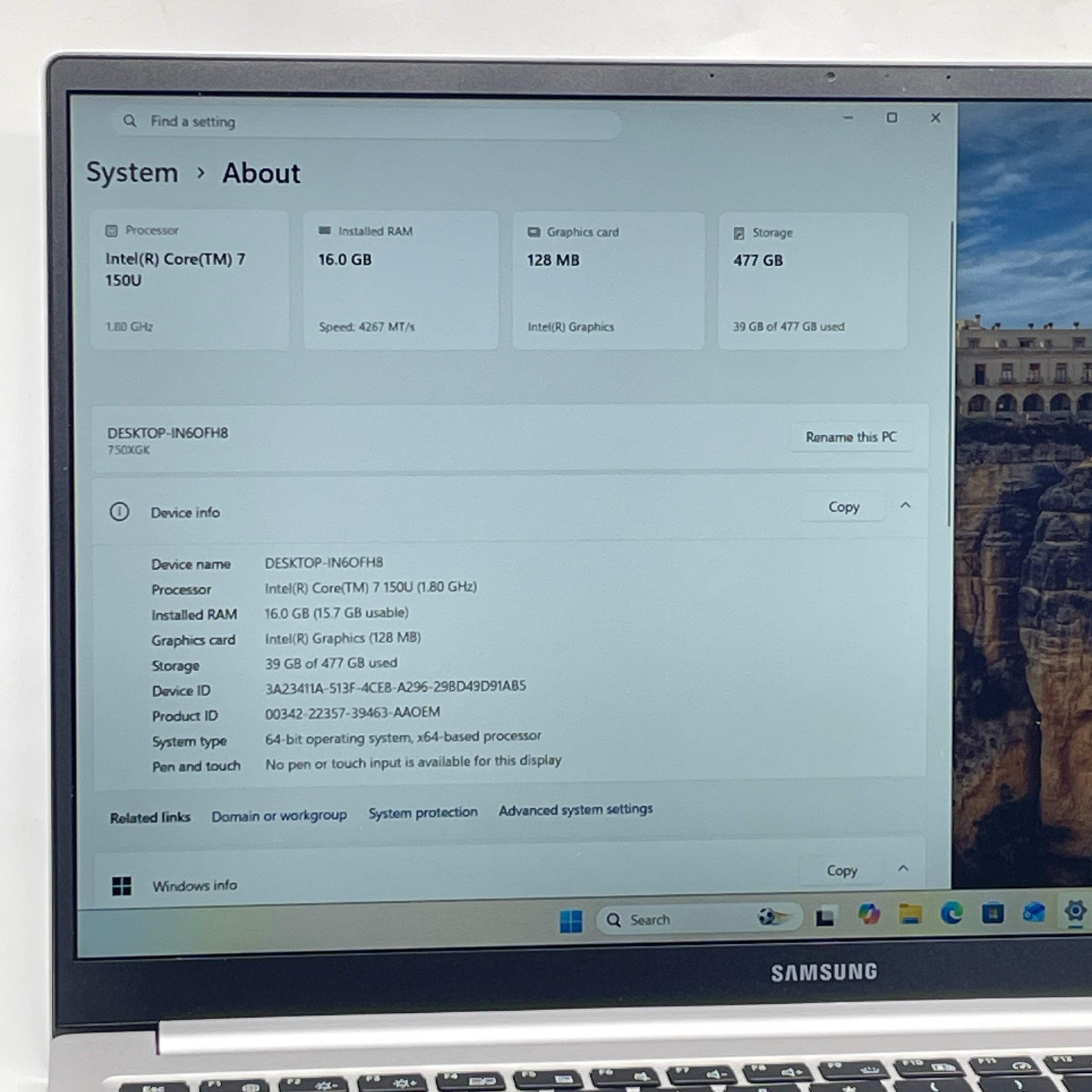 Samsung Galaxy Book4 NP750XGK 15.6″ Core 7 150U 1.8GHz 16GB RAM 512GB SSD