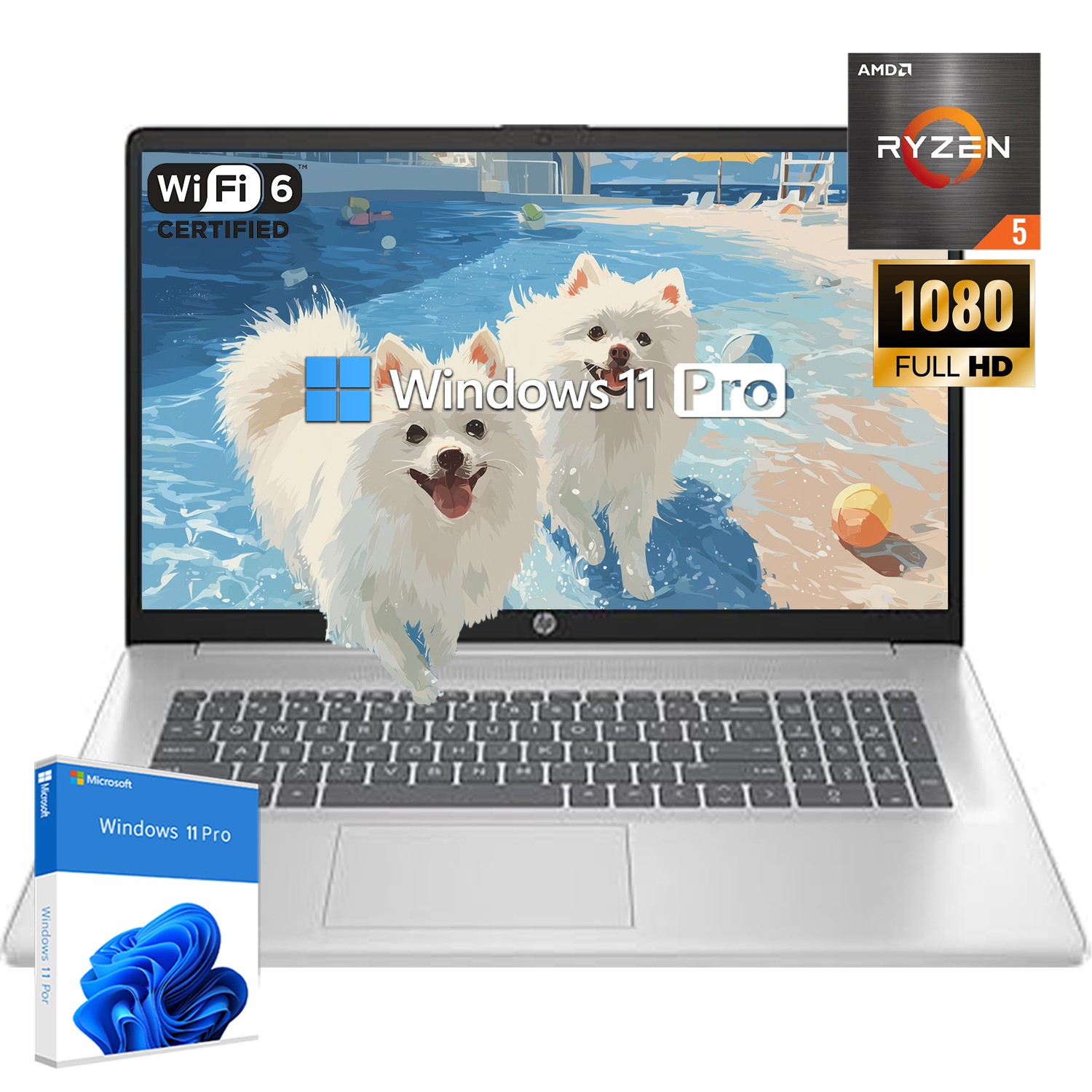 HP Laptop 17.3 in FHD 6 core 4.3GHz Ryzen 5 UpTo 64GB RAM 2TB SSD Windows 11 Pro