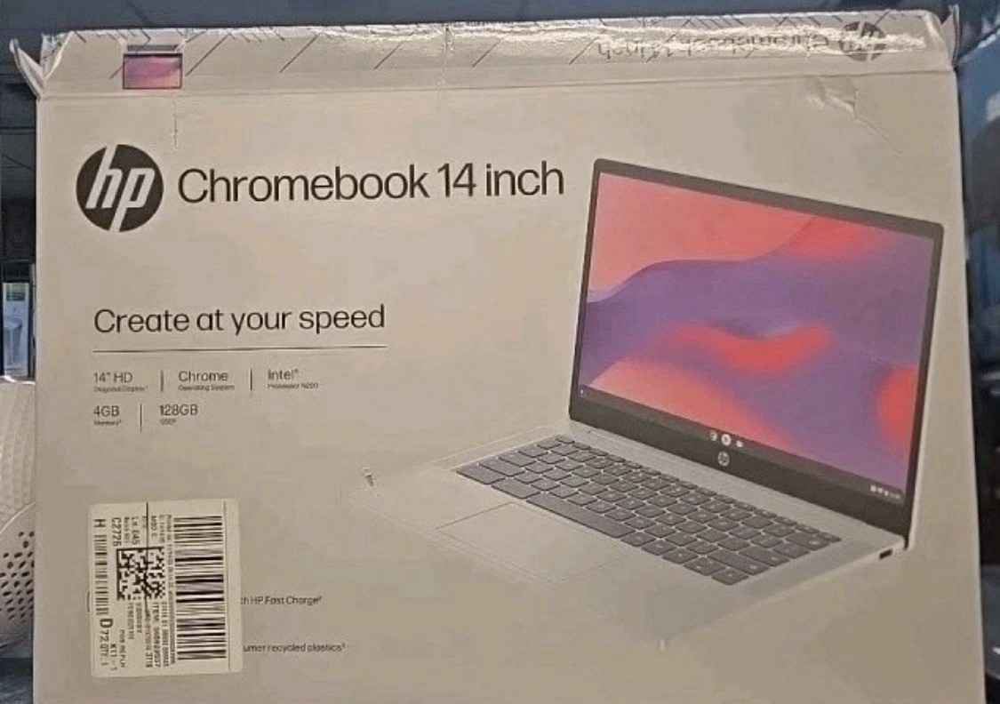 HP 14a-nf0131wm 14″ Intel N200 4GB RAM 128GB UFS Chrome OS Glacier Silver