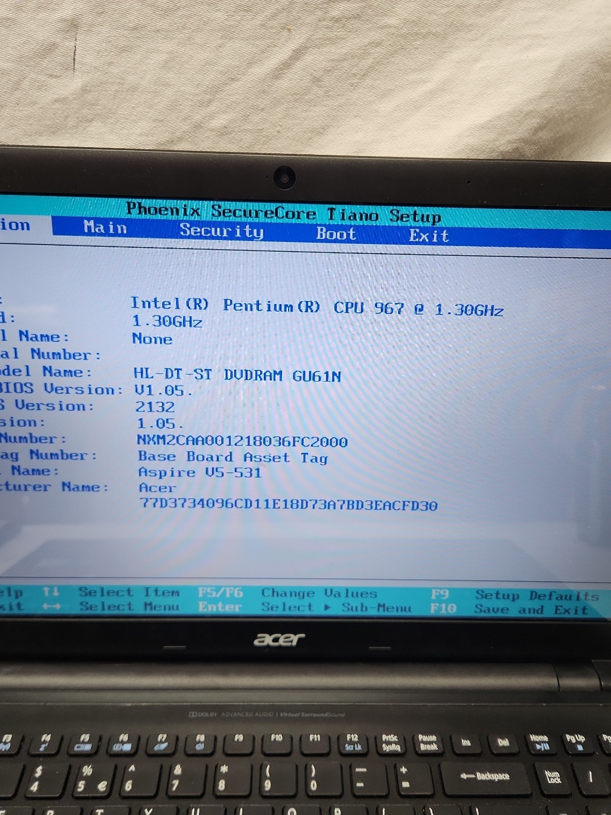 Acer Aspire V5-531 MS2361 15.6″ Laptop Intel Processor No HDD Parts Or Repair