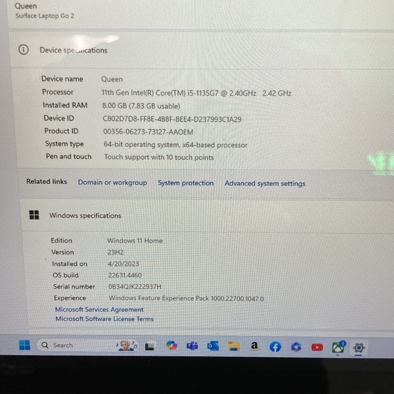 Microsoft Surface Go 2 2013 Core i5-1135G7@2.4GHz 8GB RAM 128GB SSD Win 11 home
