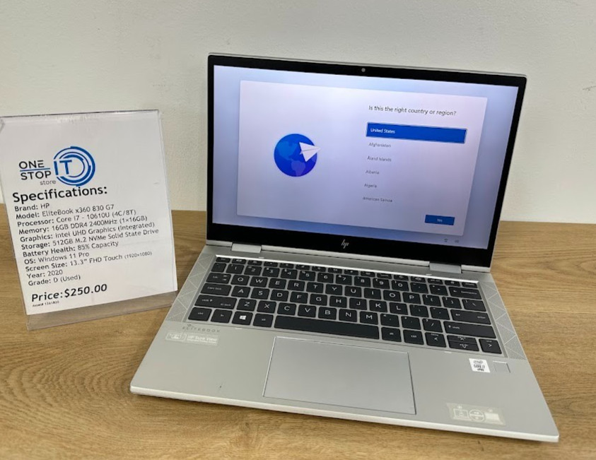 HP EliteBook x360 830 G7 Core i7 10610U, 16GB DDR4, UHD Graphics 512GB SSD, 2020
