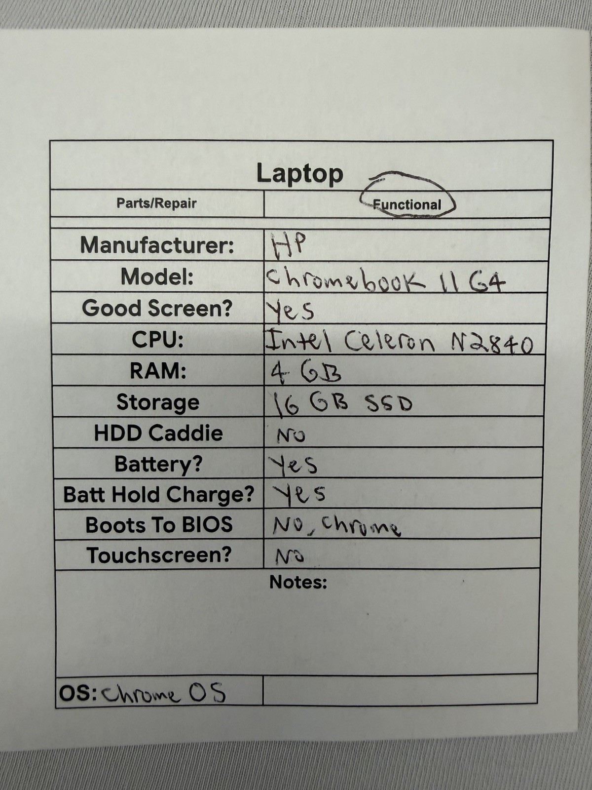 HP Chromebook 11G4 Laptop – Good Screen – Intel Celeron N2840 – Read Des