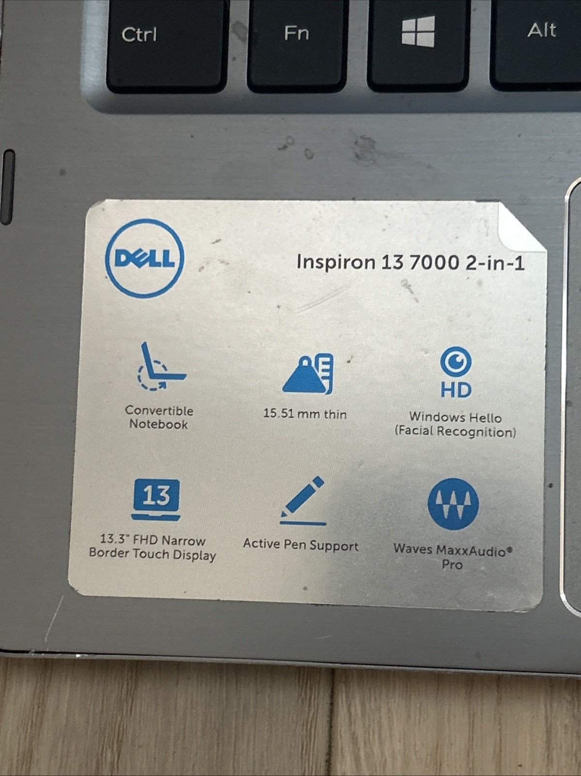 Dell Inspiron 13 7000-13 Silver Laptop NO SSD. Tested And Working (NO CHARGER)