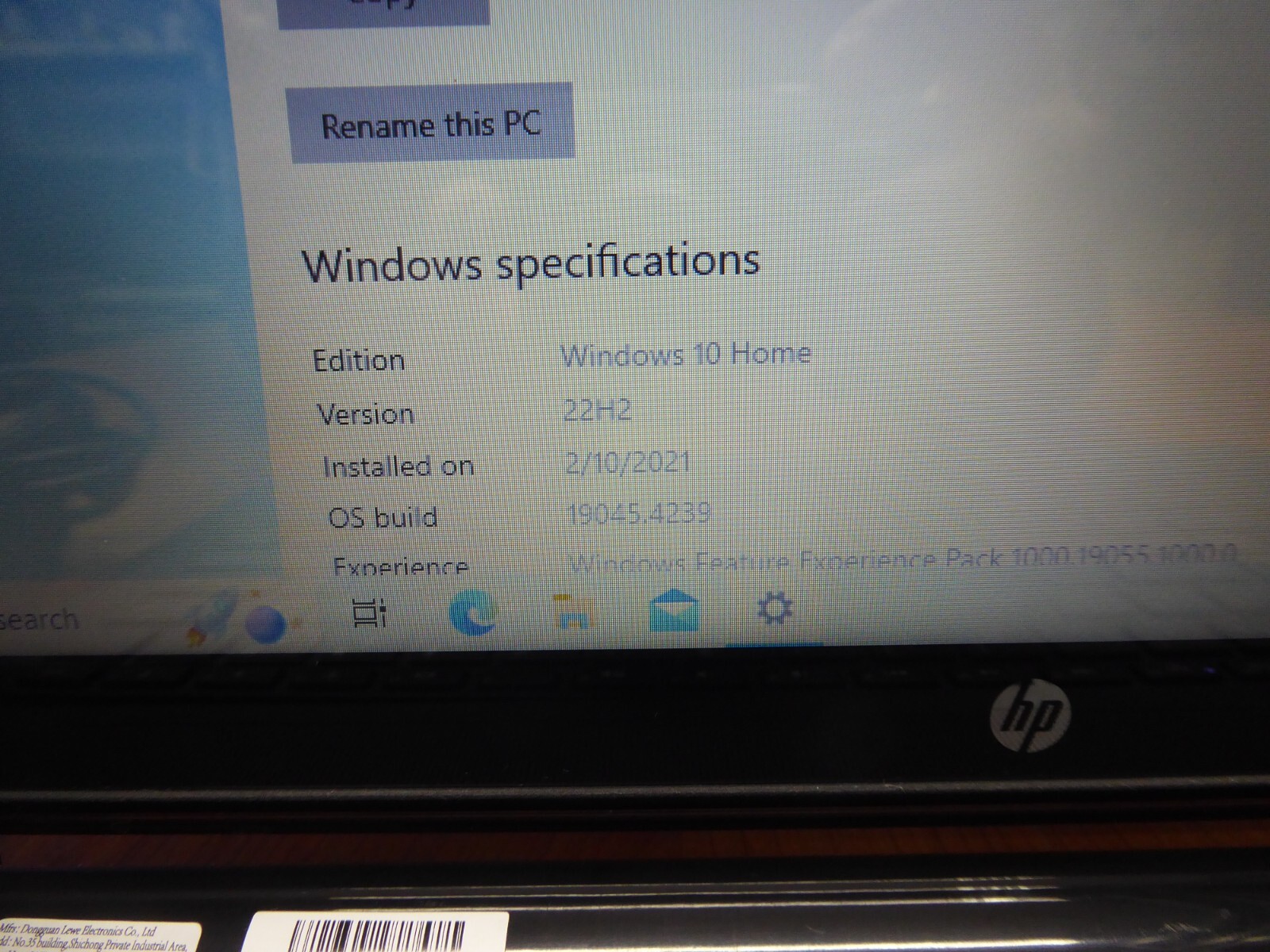 HP LAPTOP 15-F085WM AMD A4-5000 1.5GHz 8GB 240GB SSD WINDOWS 10 HOME