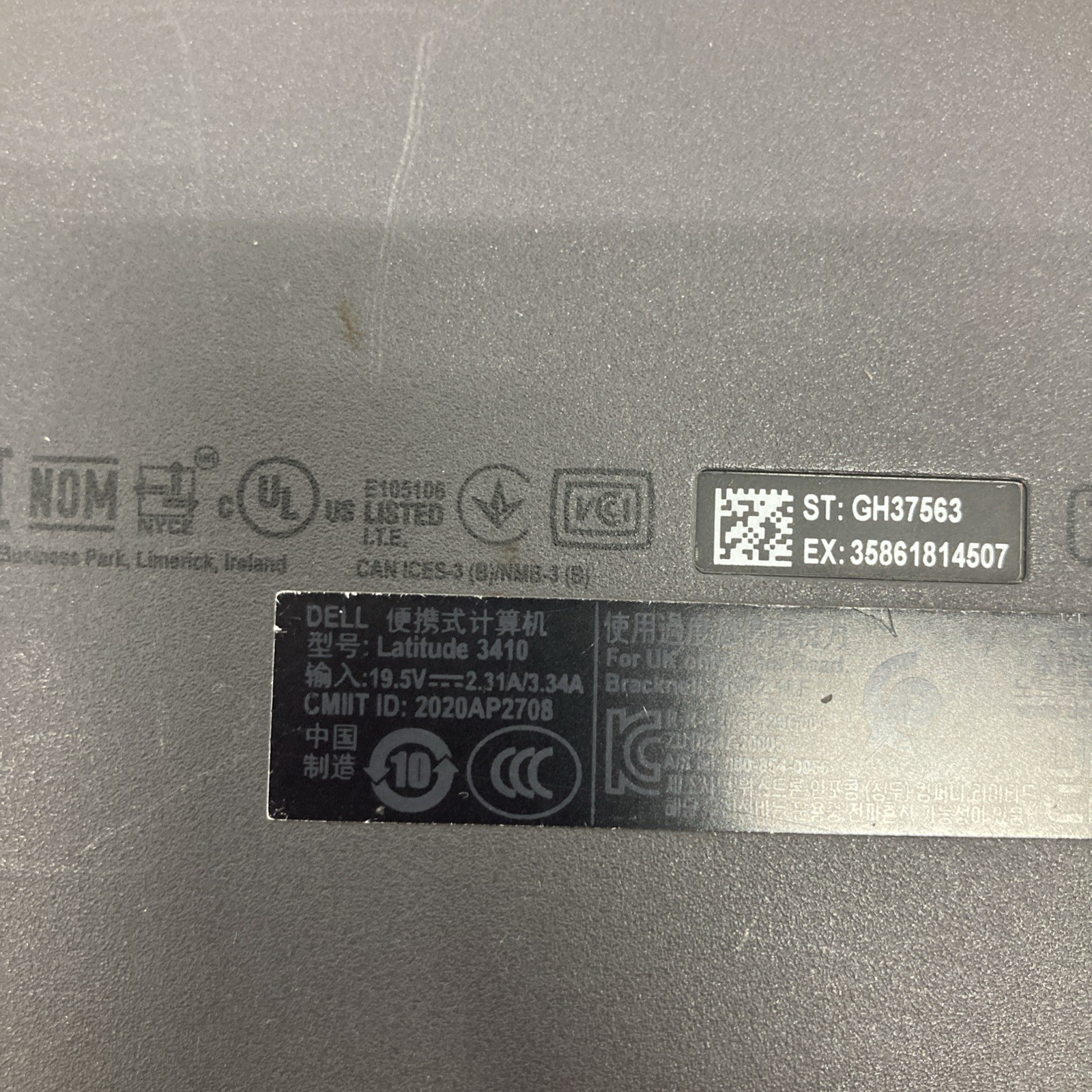 DELL LATITUDE 3410 INTEL CORE I3-10110U 2.10GHZ 8GB RAM NO OS/HDD Boot to BIOS