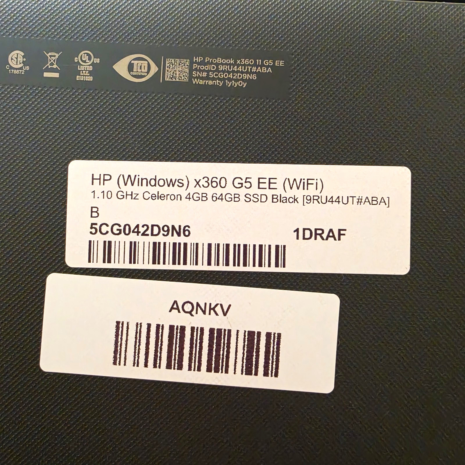 HP ProBook x360 11 G5 EE 11″ Celeron 1.10GHz 4GB 64GB SSD Wi-Fi Black