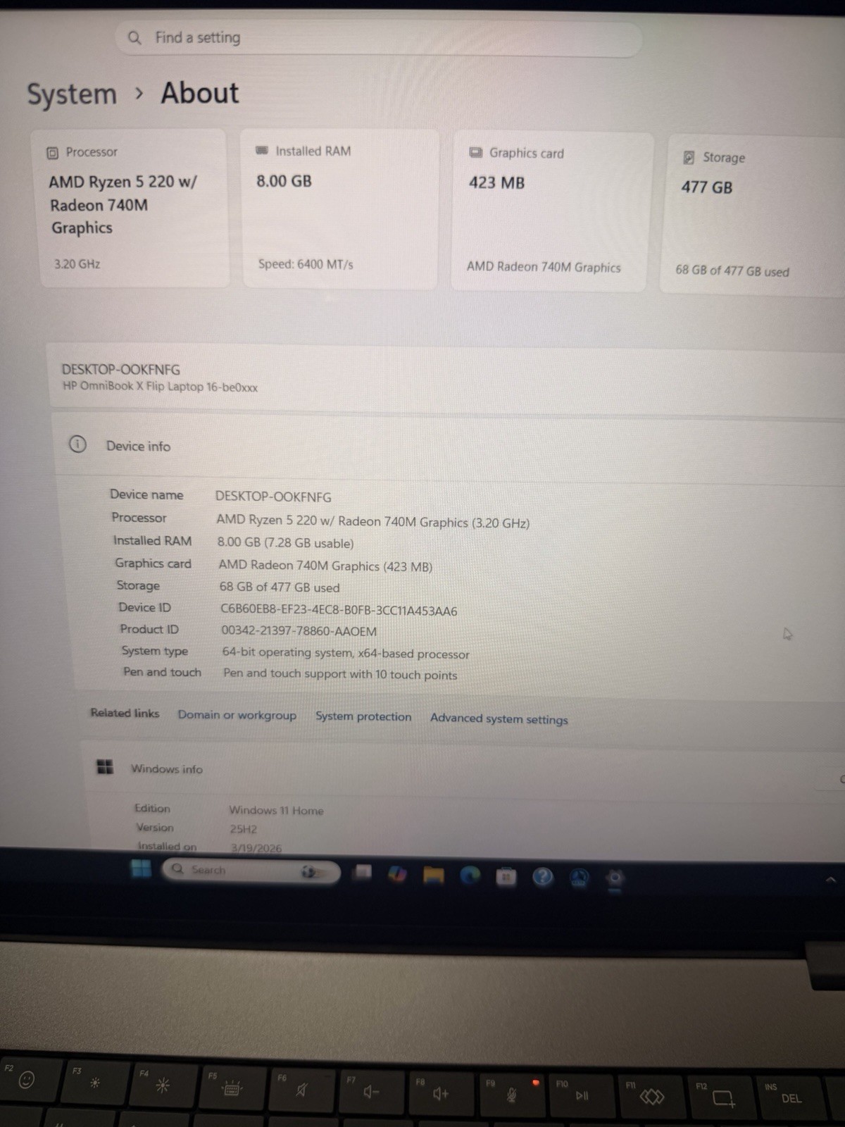HP OmniBook X Flip 16″ 2-in-1 Touch Screen (Ryzen 5 220, 8GB/512GB SSD)