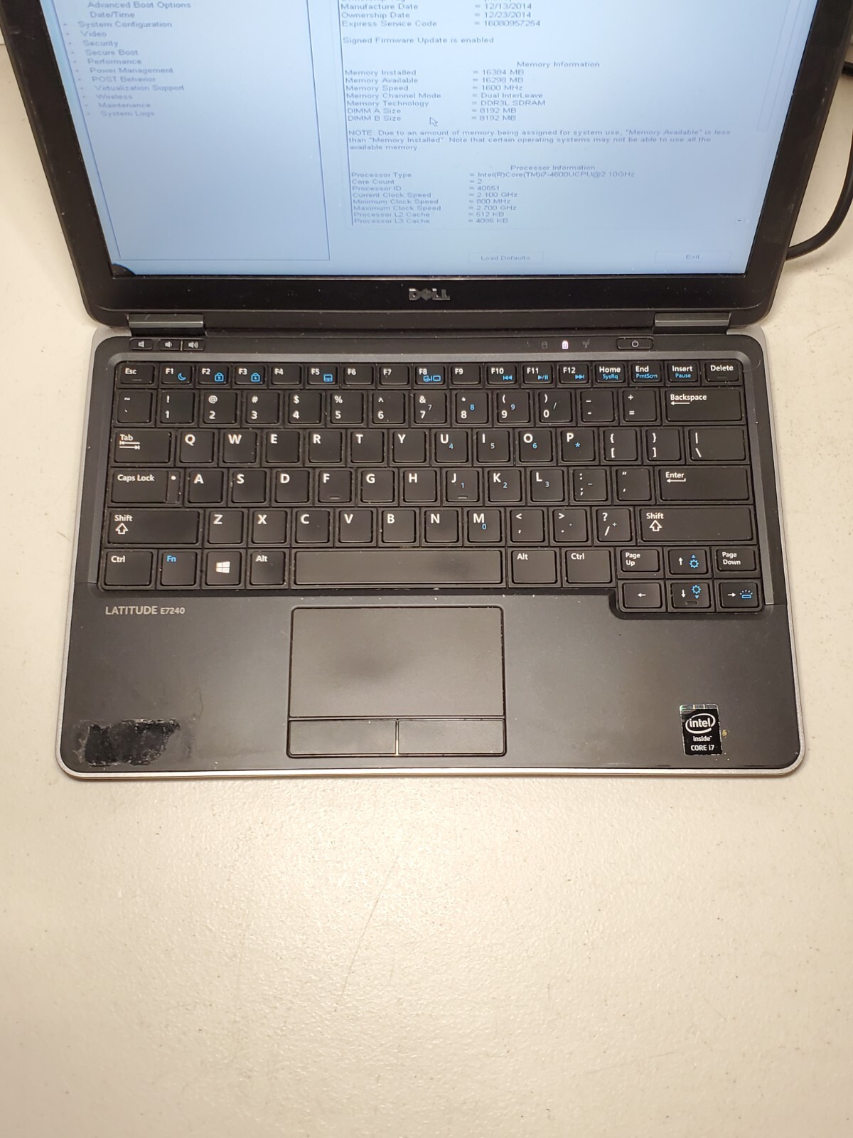 Dell Latitude E7240 i7-4600u 2.30GHZ 16GB RAM No HDD/SSD/OS! SCREEN! #69