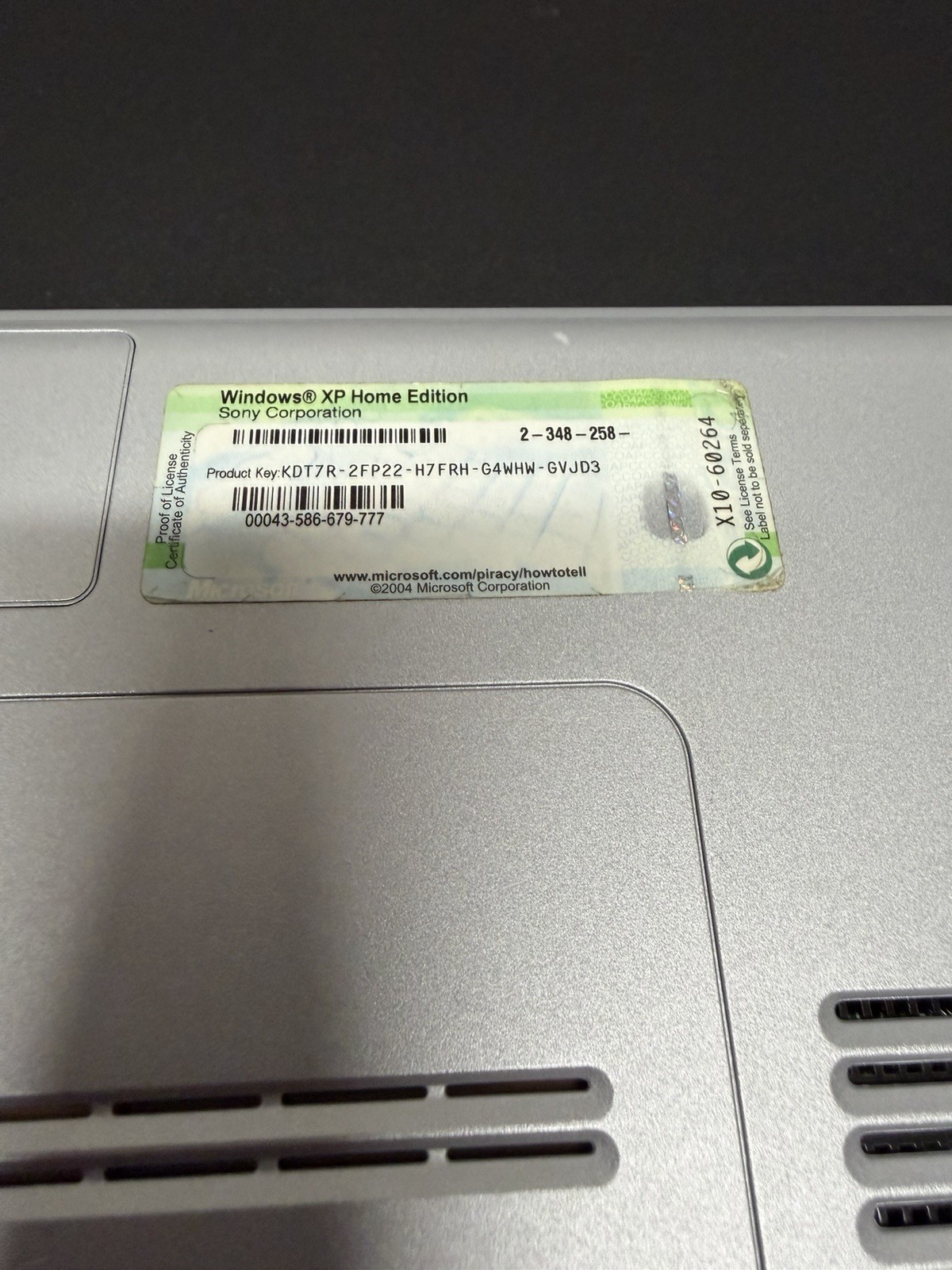 Sony VAIO 15.4” Laptop Intel Pentium 4 3.06GHz 512MB RAM PCG-K33/PCG-9S1L READ