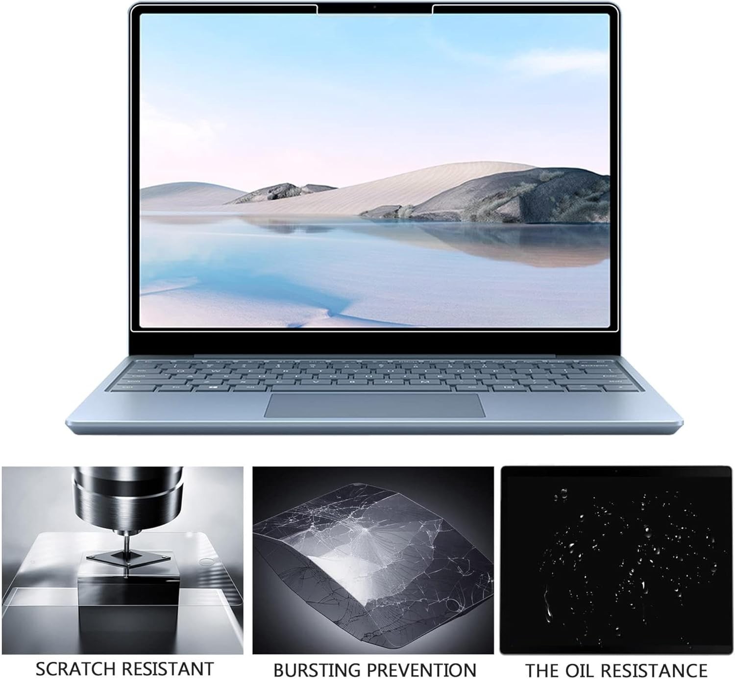 Tempered Glass Screen Protector for Surface Laptop Go 2 12.4 inch, 9H Hardness