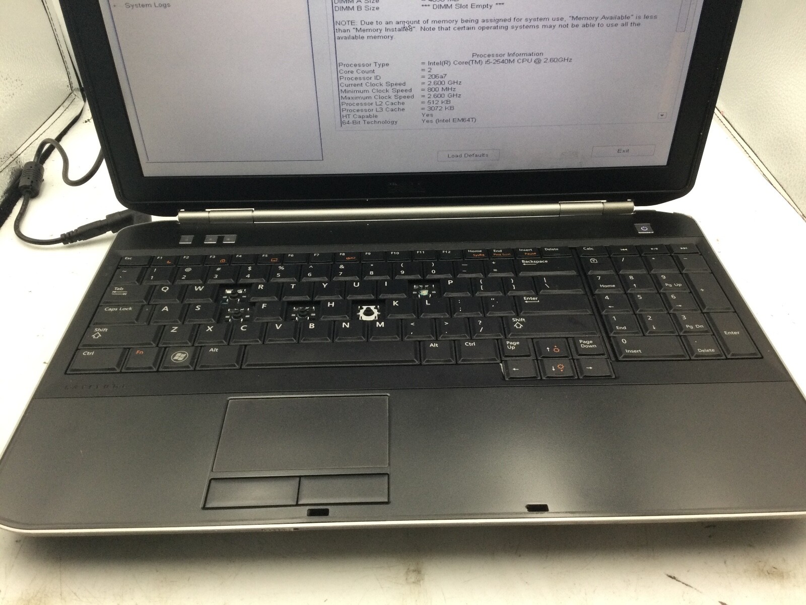 DELL LATITUDE E5520 – BOOTS TO BIOS – INTEL I5 2540 – NO RAM – 15″ – READ – BB!!