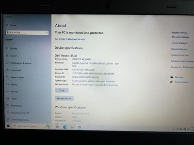 Dell Vostro 3560 i5-3210M 2.5GHz 6GB 250GB SSD – Windows 10, 15.6″, Webcam, WiFi