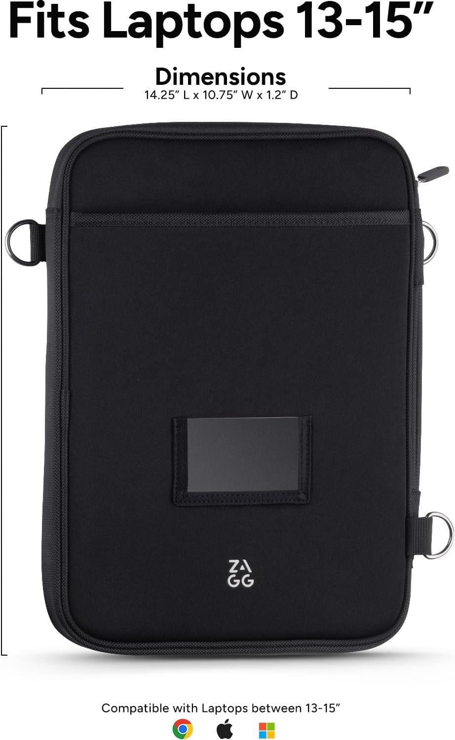 Water-Resistant Neoprene Laptop Sleeve with Pouch for 13-15 Inch Devices