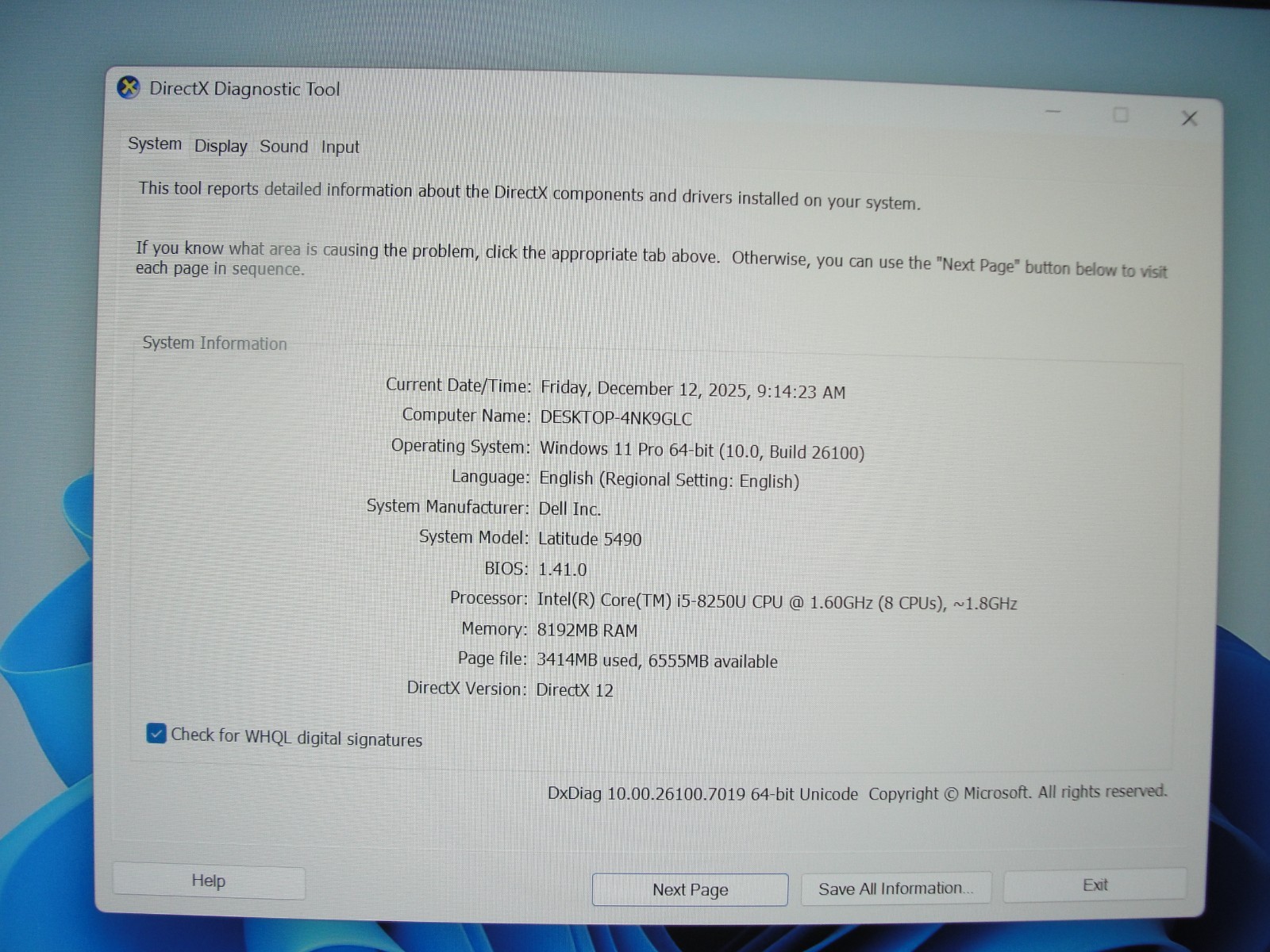 Dell Latitude 5490 14” Full HD i5-8250U 1.6GHz 8GB 256GB SSD Win11 Pro + Charger