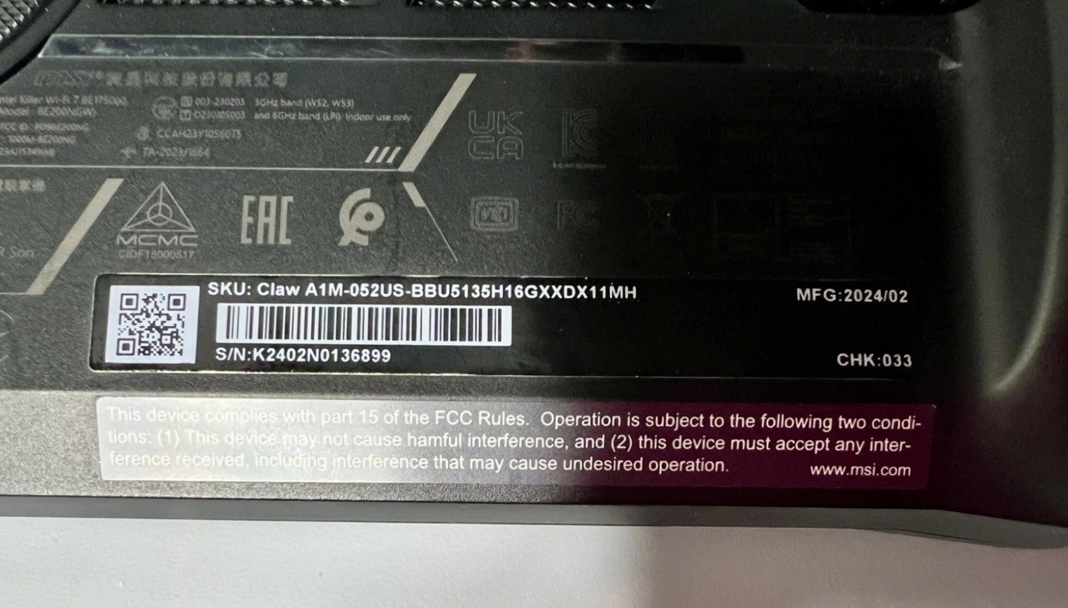 MSI Claw 7″ Intel Core Ultra 5 135H 16GB RAM Negro CLAWA1050 Read description