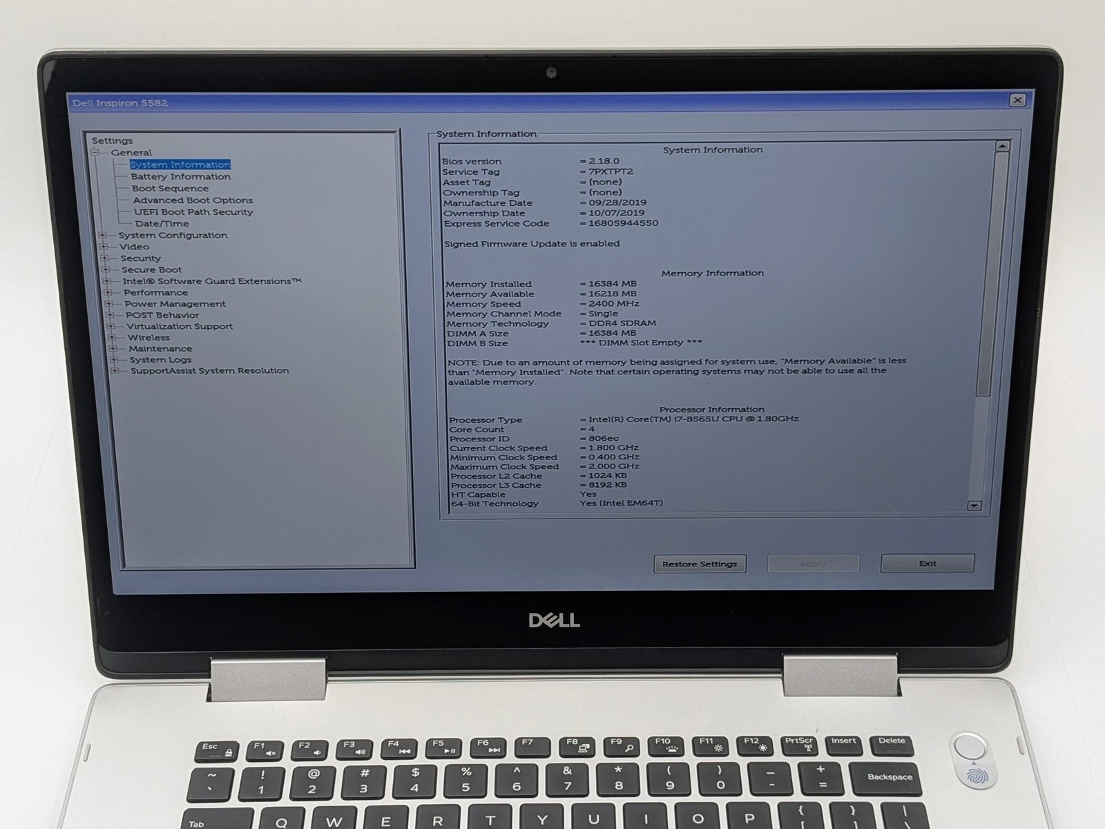 DELL Inspiron 15 5582 2-in-1 15″ FHD Touch I7-8565U 512GB SSD 16GB W11P *READ*