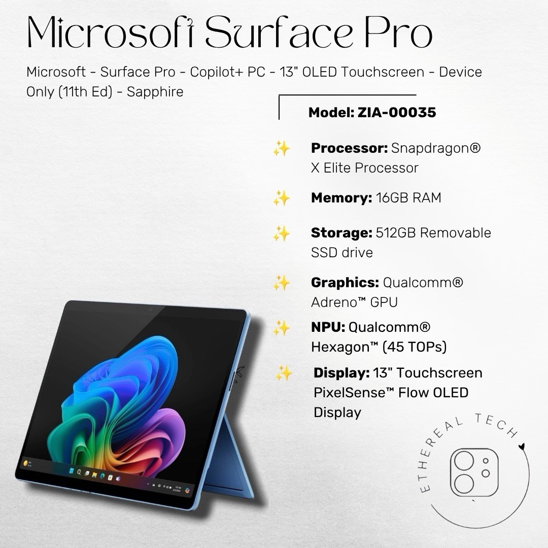 ✨ Microsoft Surface Pro 11 13” OLED X Elite 16GB 512GB Sapphire
