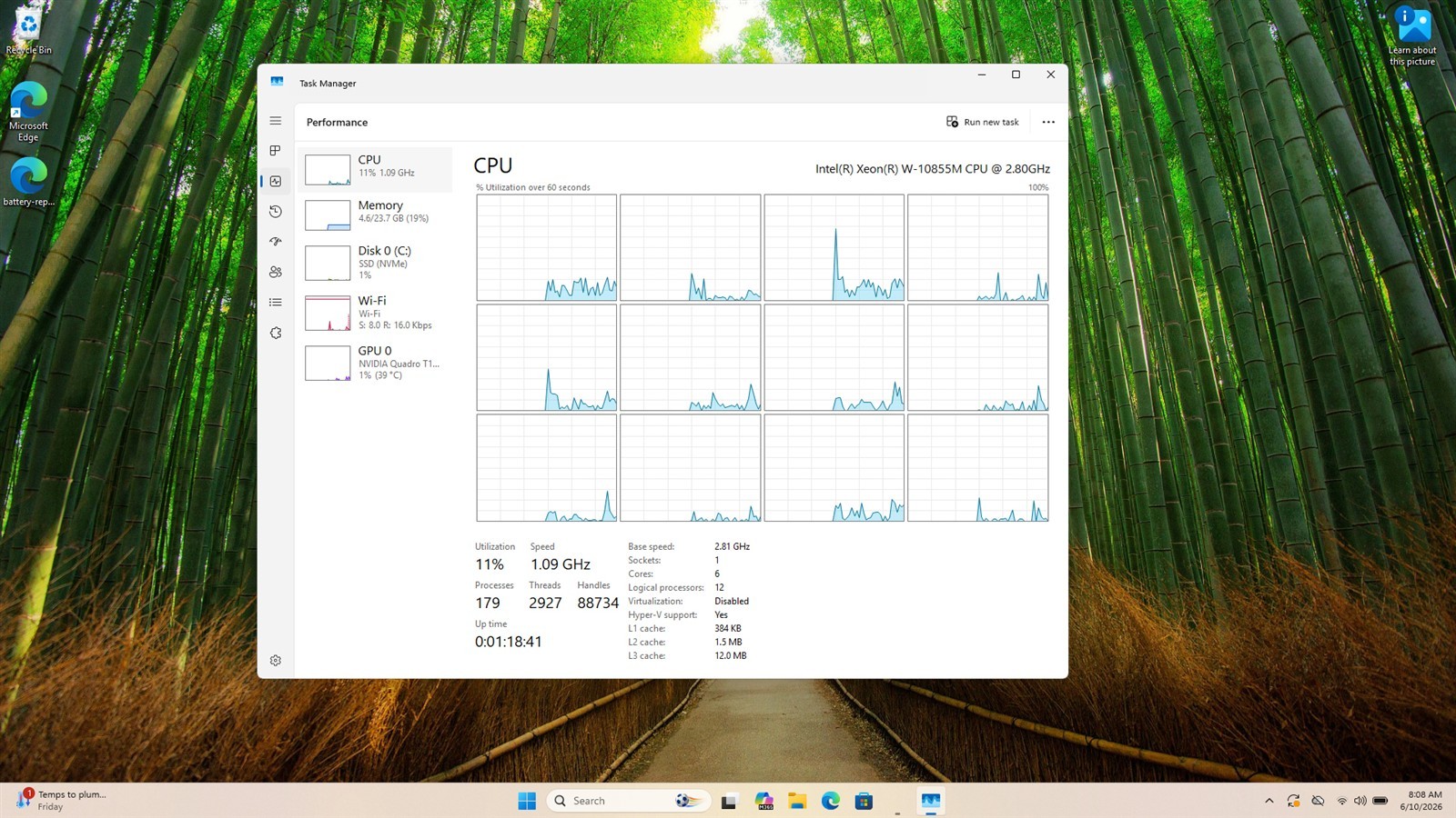 Dell Precision 7750 Xeon W-10855M 2.8-5.1Ghz T1000 24GRam 1TB NVMe Win11P *USB*