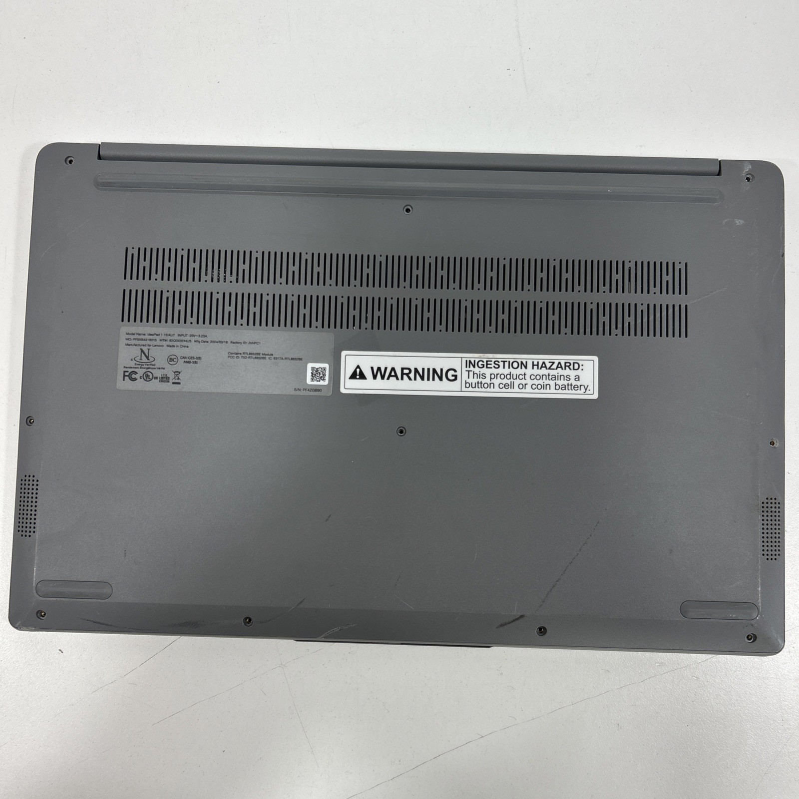 Lenovo IdeaPad 1 15IAU7 15.6″ FHD Intel i3-1215U. Powers On, No Display. PARTS
