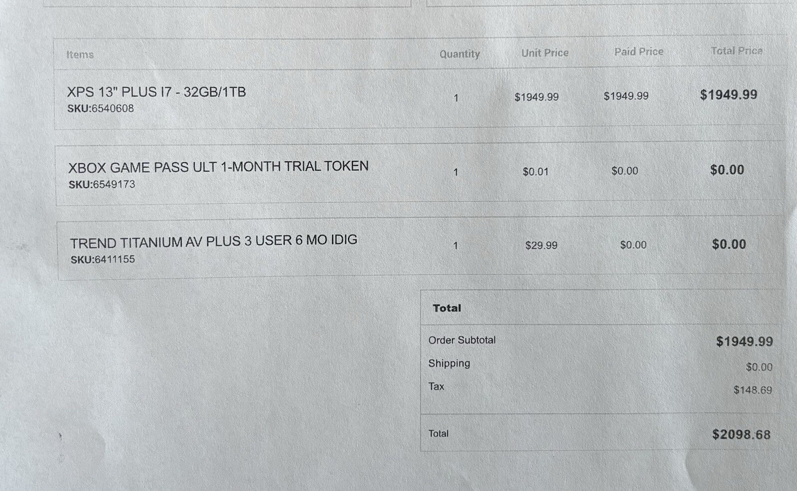 Dell XPS 13” Plus I7 32Gb/1TB