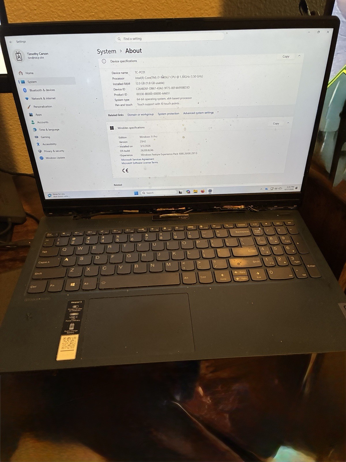 Lenovo IdeaPad Flex 5 15.6″ Touch i7-1065G7 12GB 512GB SSD Win 11 Pro Black