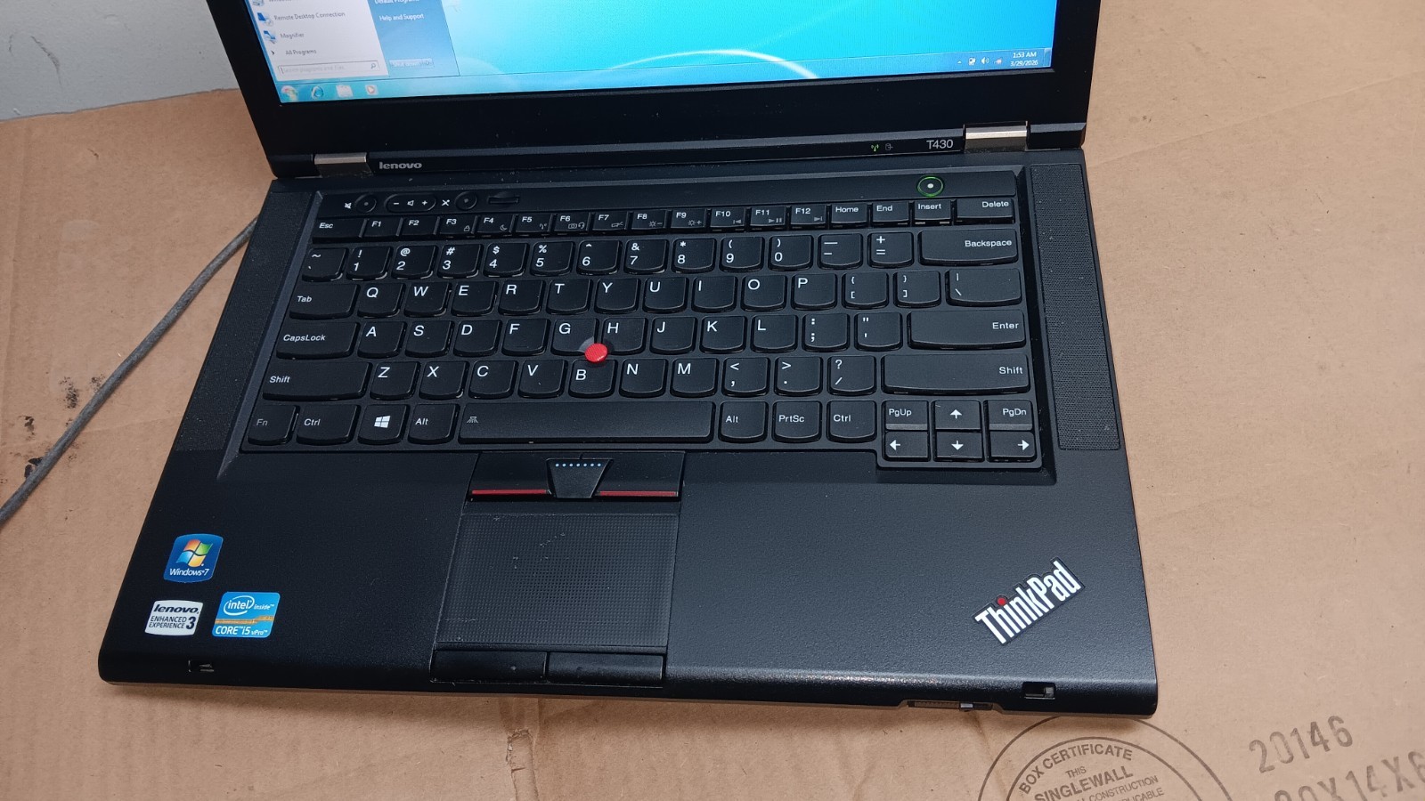 Lenovo Thinkpad T430 Laptop intel Core i5 @ 2.60 GHz 128 GB SSD Windows 7 pro