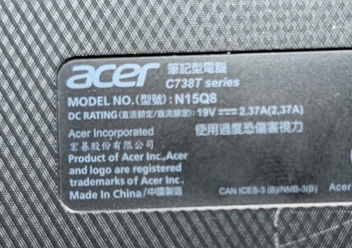 Acer Chromebook C738T Series 11.6″ Intel Model N15Q8