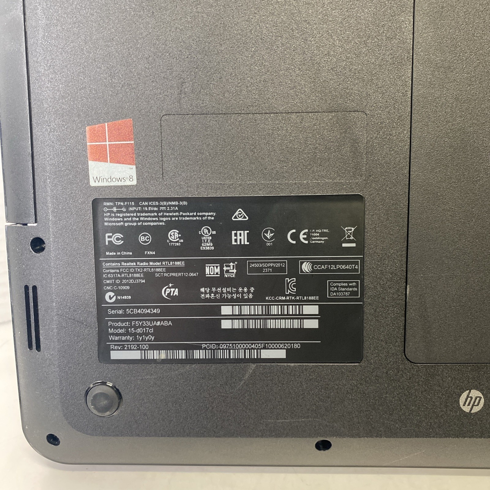 HP 15-D017CL 15″ A6-52000 APU 2.0GHz 1TB HDD AMD Radeon HD 8400 No OS, *Read*