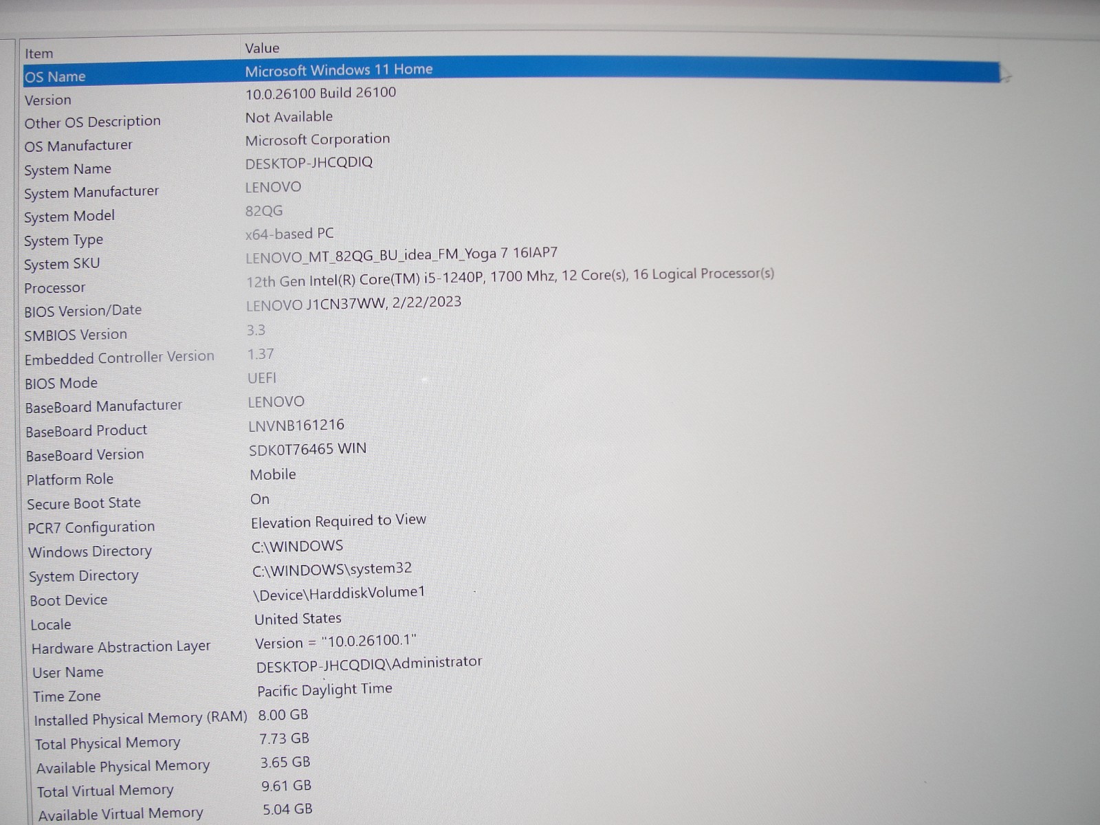 Lenovo Yoga 7 16IAP7 16″WQXGA Touch i5-1240P 1.7GHz 8GB RAM 256GB SSD+PA