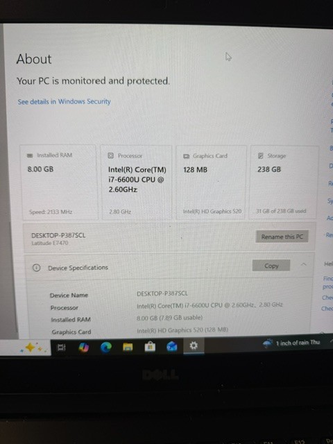Dell Latitude E7470 i7-6600U 256GB SSD 8GB RAM (No Charger Included)