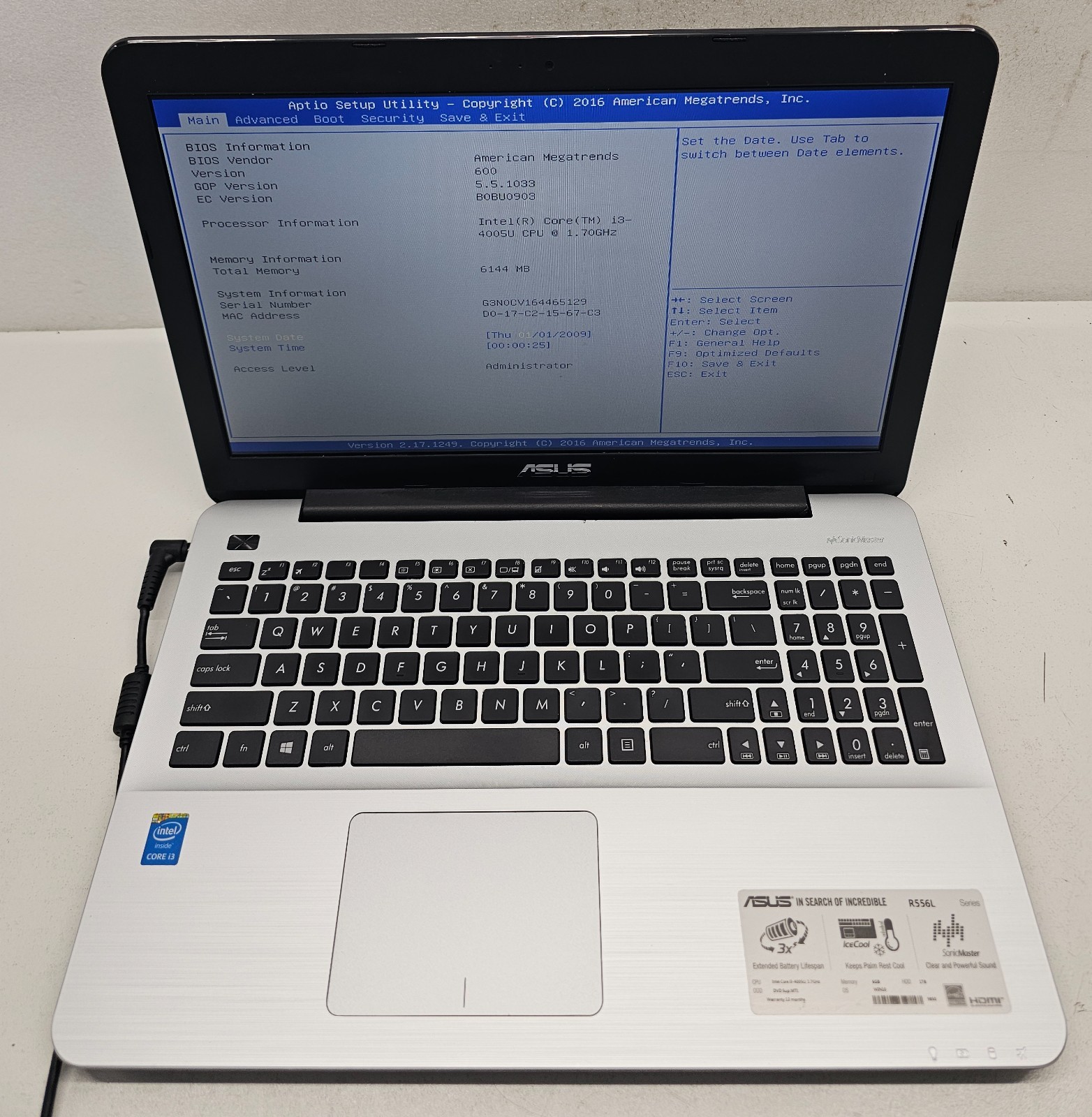 Asus R556LA-MH31(WX) 15.6″ Laptop Intel Core i3-4005U 6GB RAM NO HD/OS (FL)