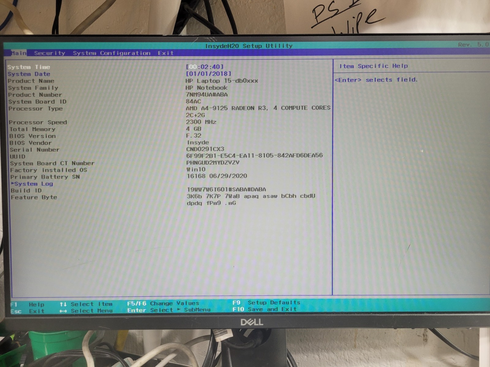 HP Laptop 15-db0xxx w/AMD A4-9125, 4GB RAM 17.3″ Laptop for Parts/Repair #0405