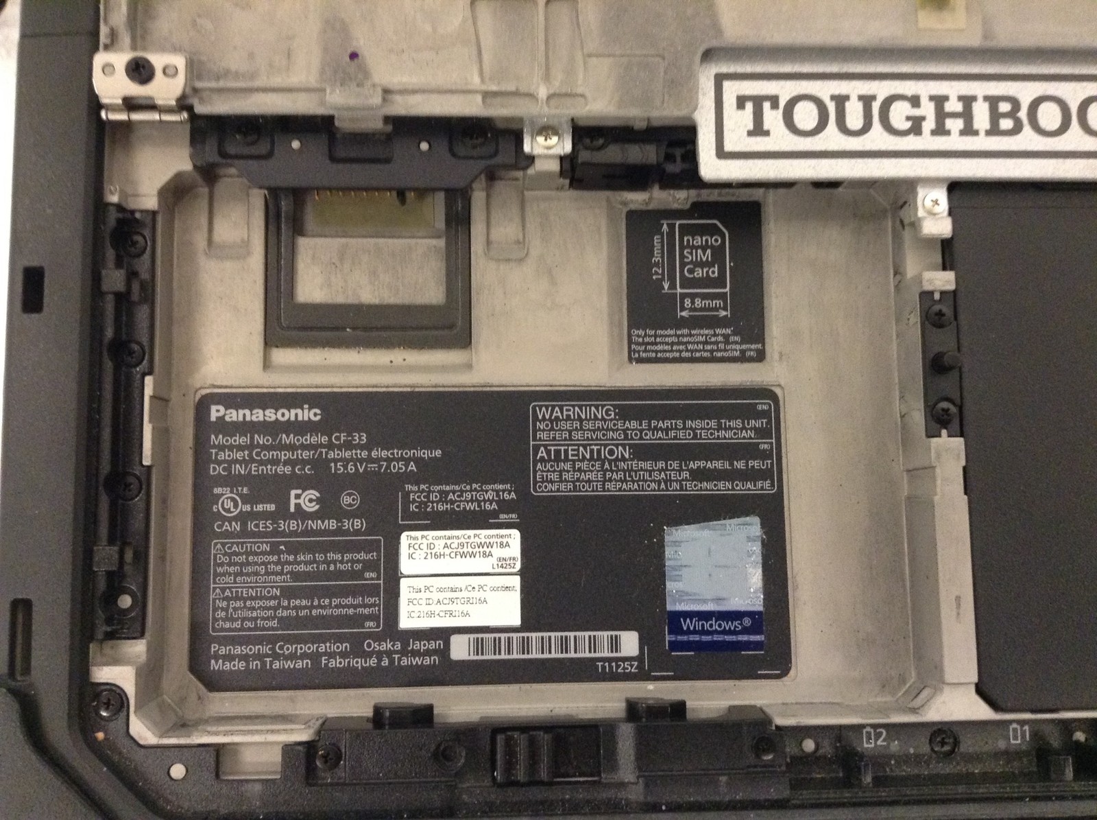 Panasonic Toughbook CF-33 MK1 i7-7600U 16GB 256GB SSD Touch, 2x Battery, 14K HRS