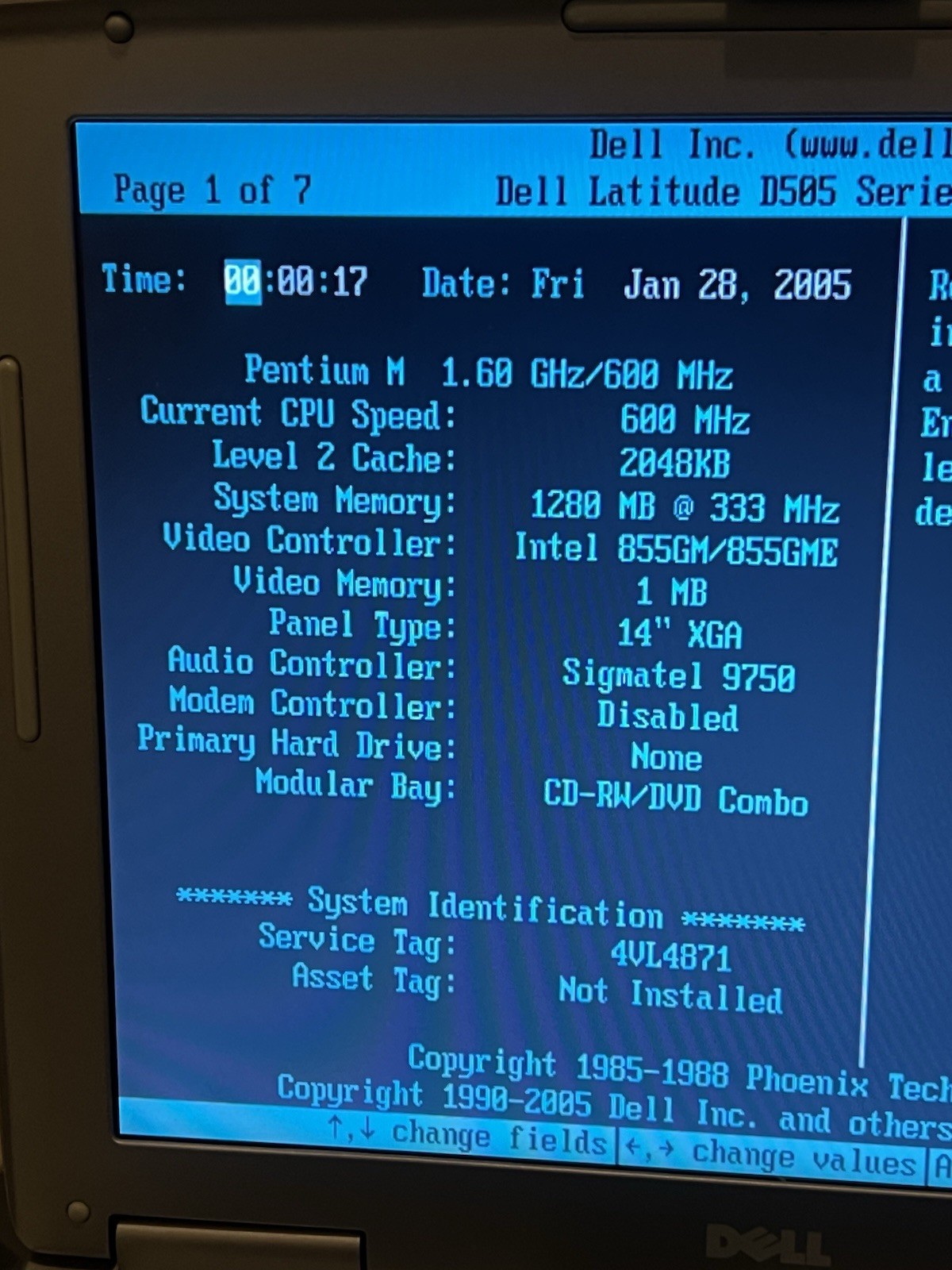 Dell Latitude D505 Laptop Intel Pentium M 1.6GHz 1280MB RAM No HDD/OS