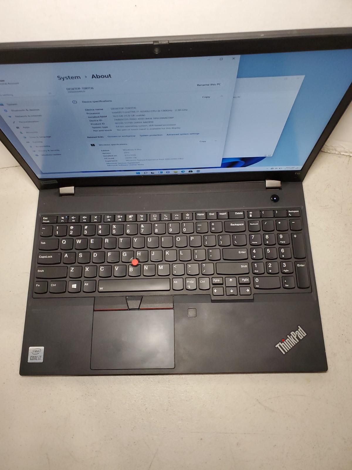 Lenovo ThinkPad T15 15.6″ Laptop i7-10510u 16GB RAM 256GB SSD Win11 READ! #69