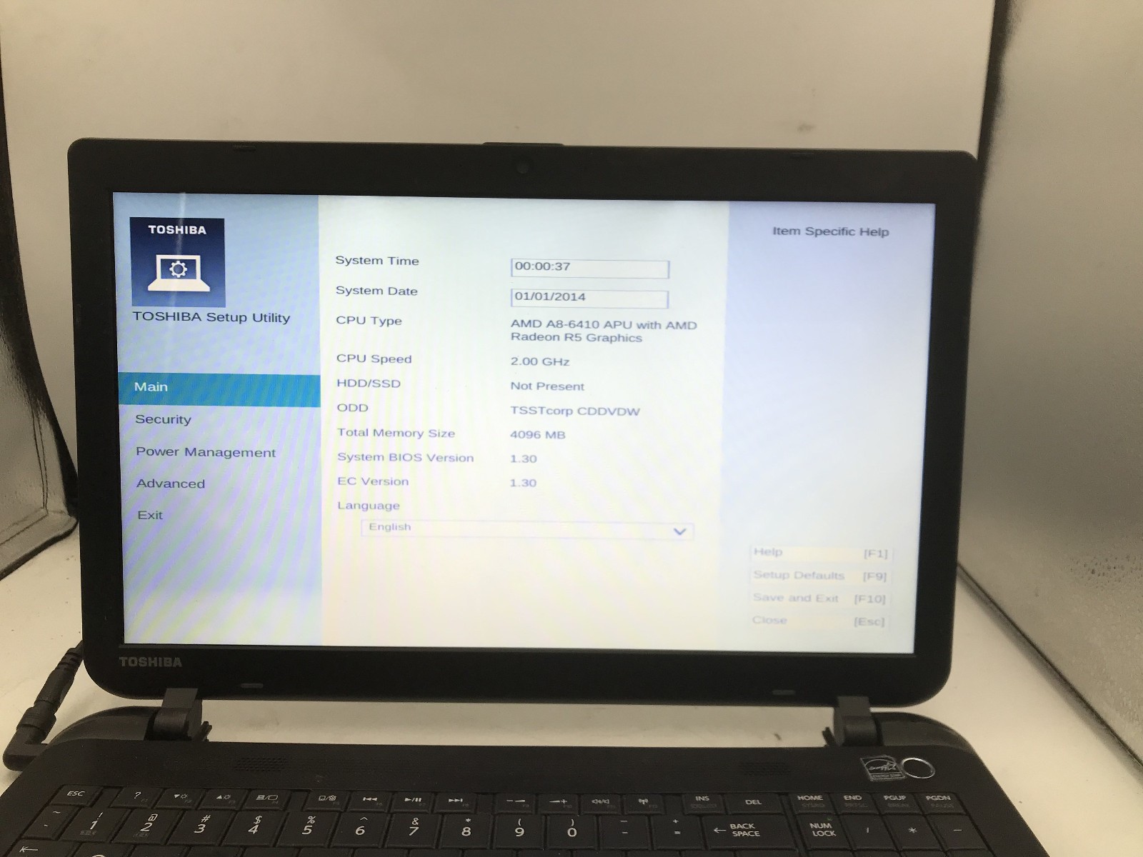 TOSHIBA SATELLITE C55D B5206 – BOOTS TO BIOS – AMD A8 6410 – 4GB RAM – READ – BB