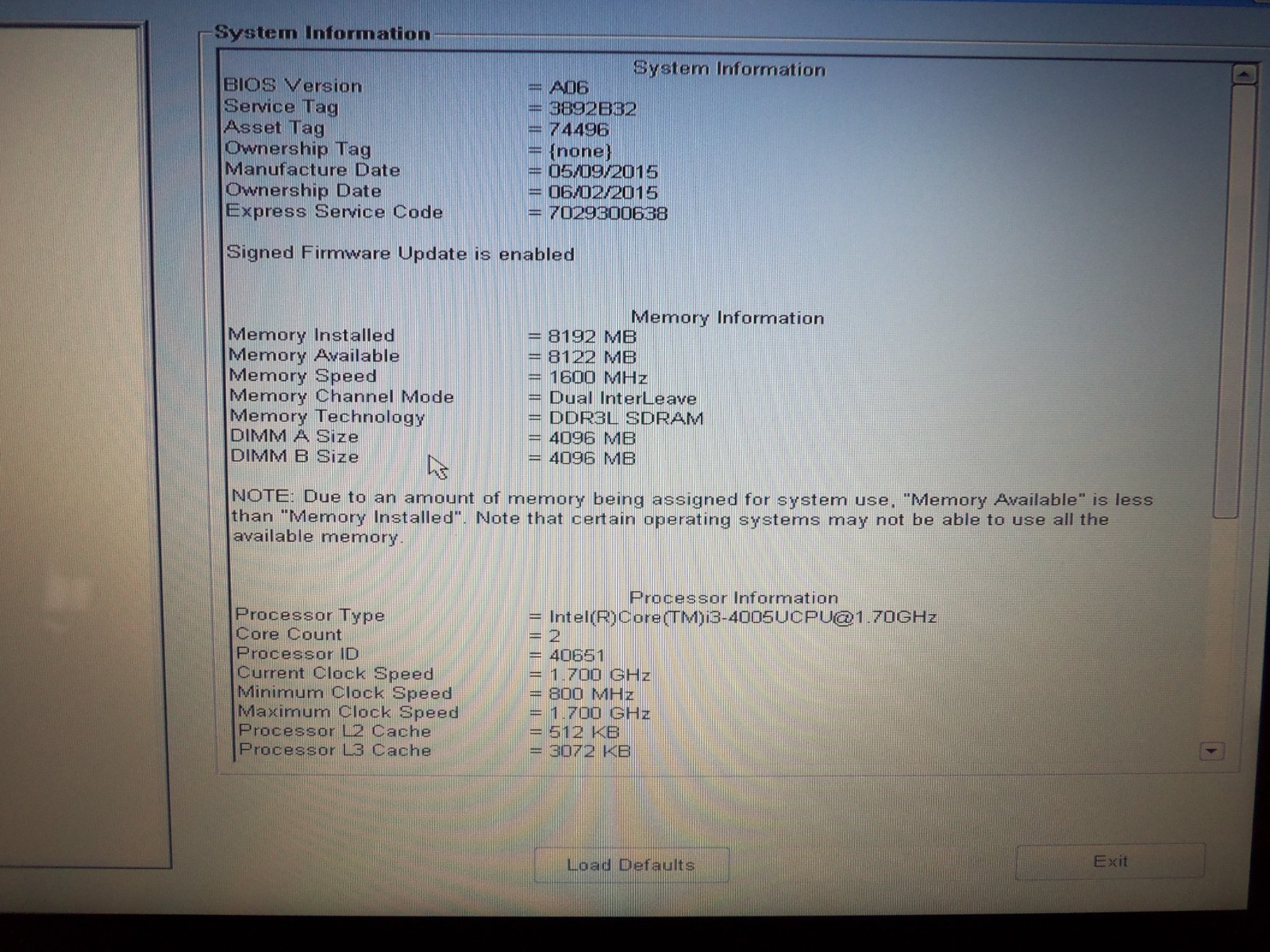 Dell Latitude 3340 Laptop Computer Intel Core i3-4005U 1.70GHz 8GB RAM NO HDD