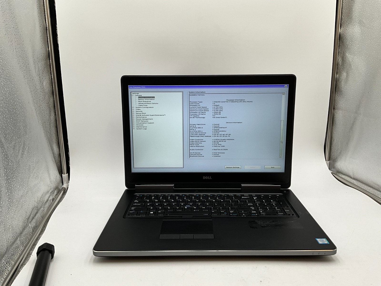 DELL Precision 7710 17.3″ i7-6820HQ 64gb 1tb/512gb M5000M Laptop B0L81G2 no OS