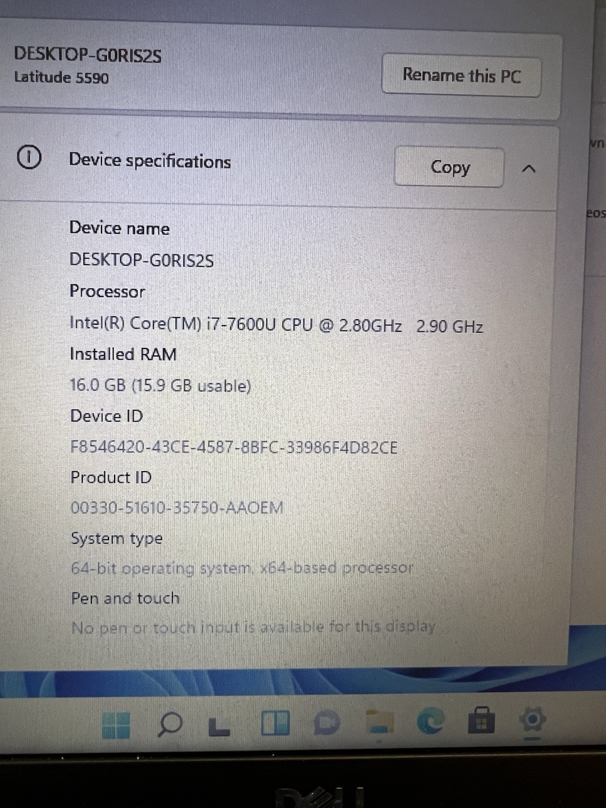Dell Latitude 5590 15.6″ Laptop i7-7600U 512GB SSD 16GB RAM Win 11 pro