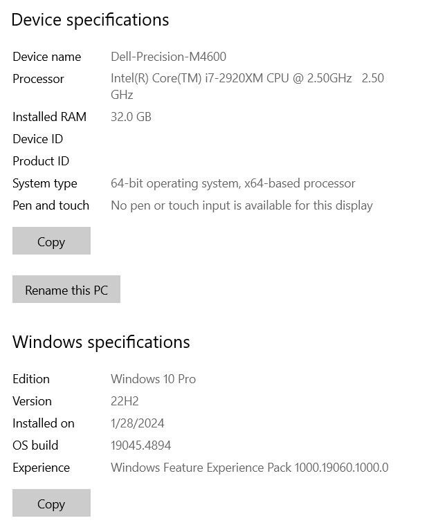 Dell Precision/M4600/15.6″LCD/CPU Quadi7-xtreme/1TB SSD/32GB RAM/2GB V.Card/B.T.