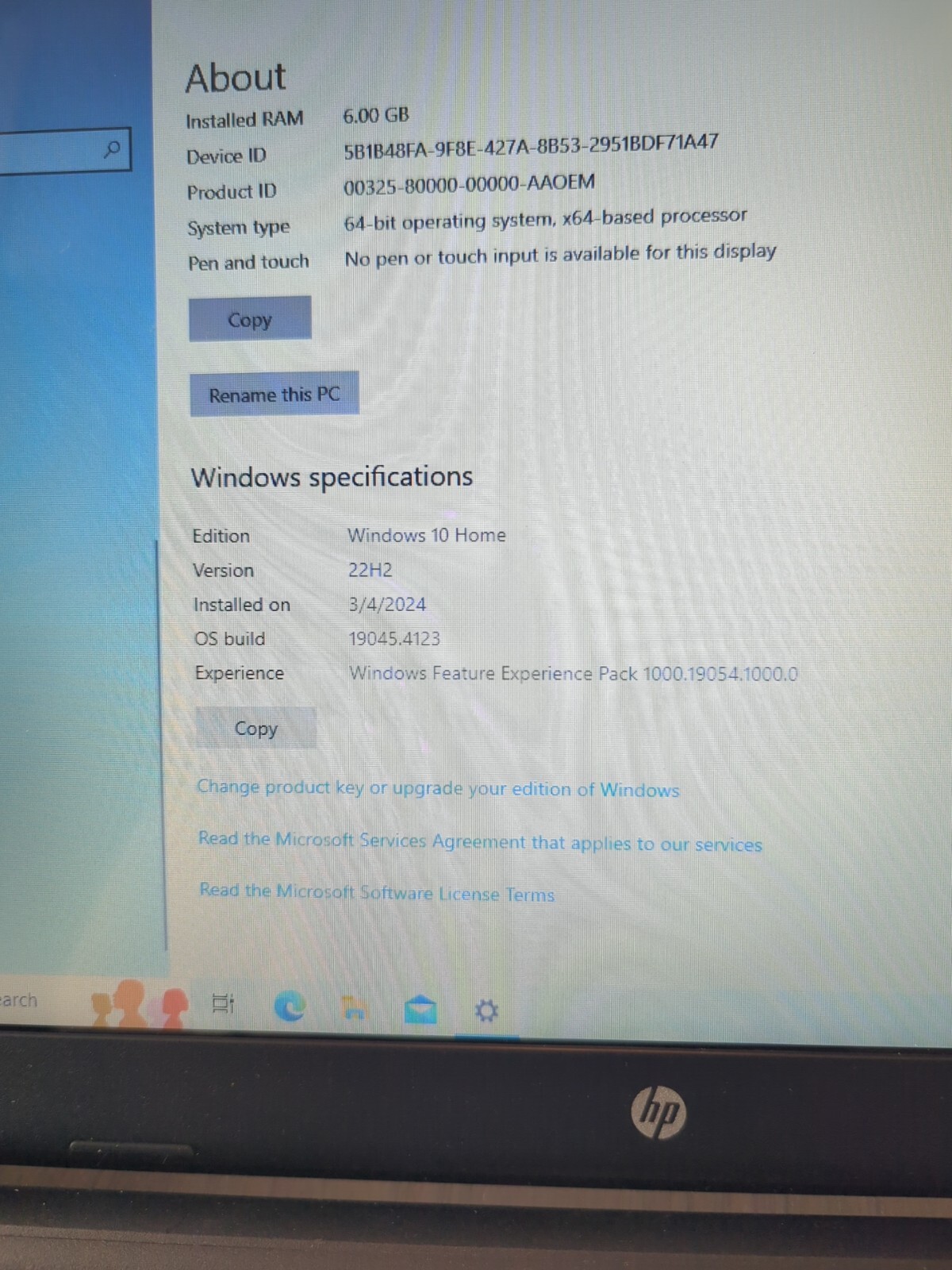 HP Notebook 15, 15.6in Screen, Grey, Factory Default