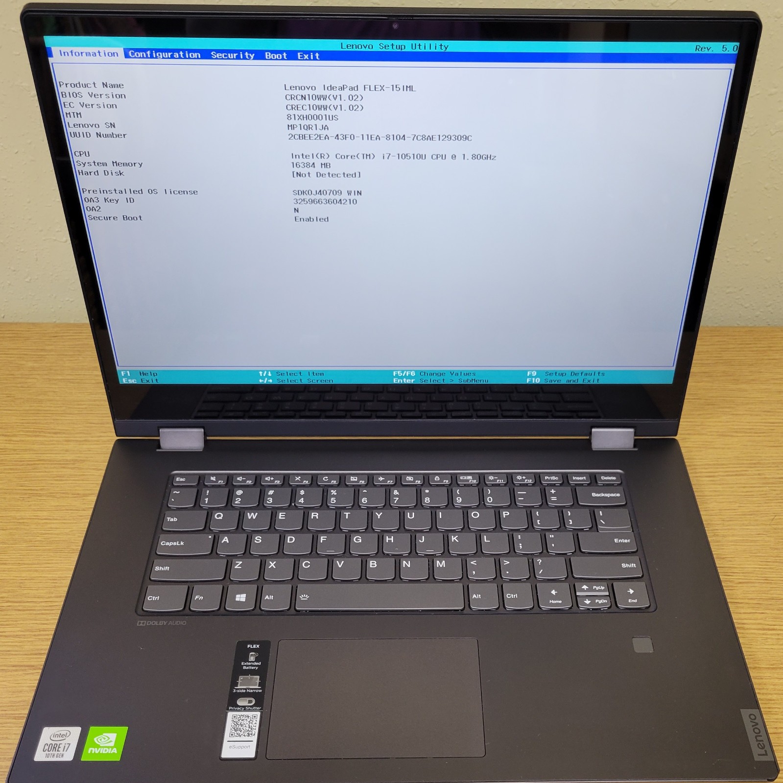 Lenovo IdeaPad Flex 15-iML 80xH i7-10510U 1.80GHz 16GB 128GB SSD NO OS/HDD
