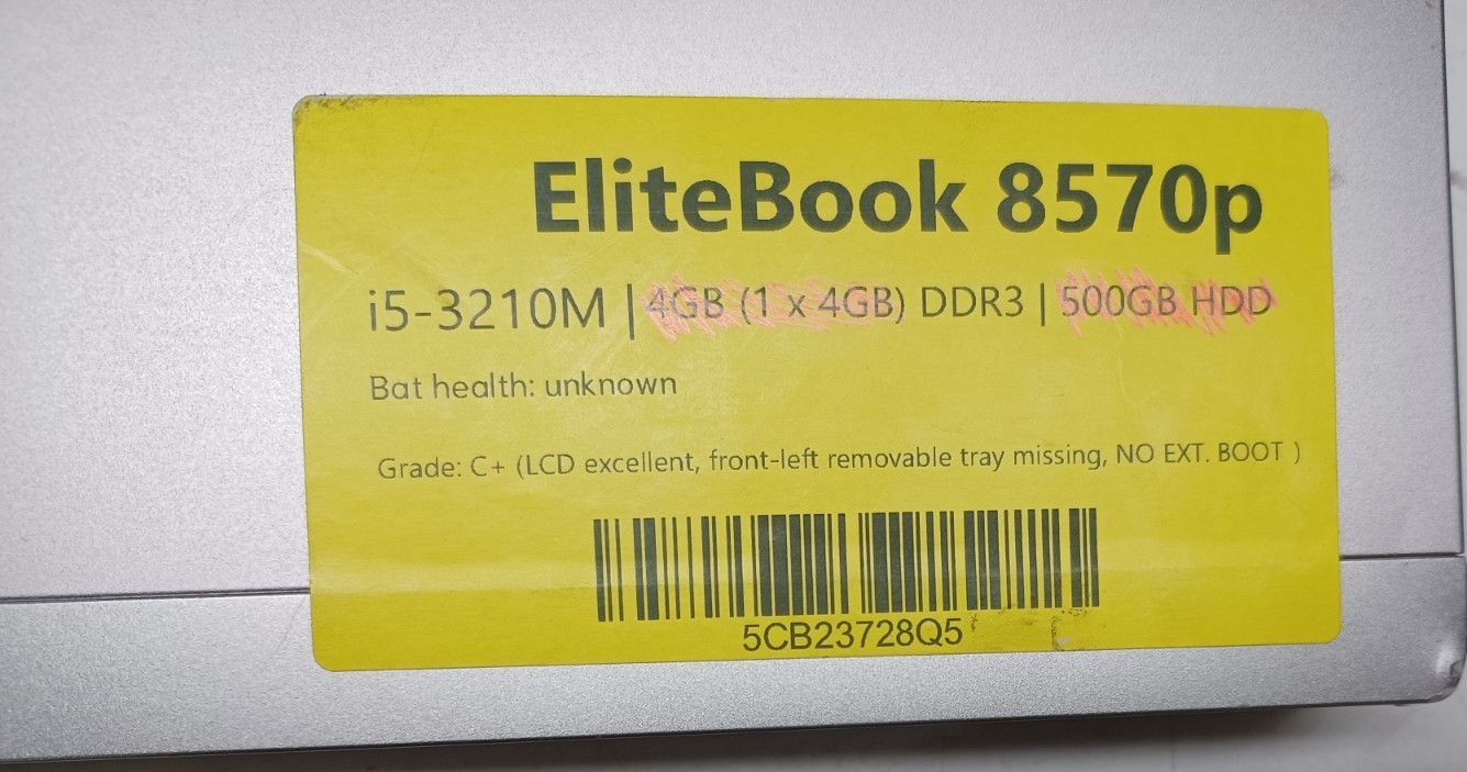 HP EliteBook 8570p | Intel i5-3210M 2.5GHz | NO HDD NO RAM | For Parts / Repair