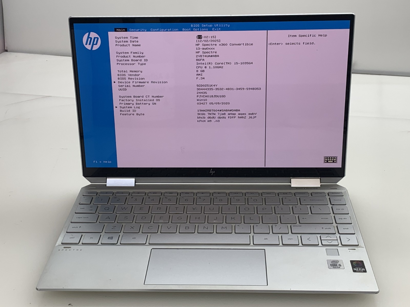 HP Spectre x360 – 13-aw0003dx i5-1035G4@ 1.10GHz 8GB RAM NO OS/SSD W/AC *READ