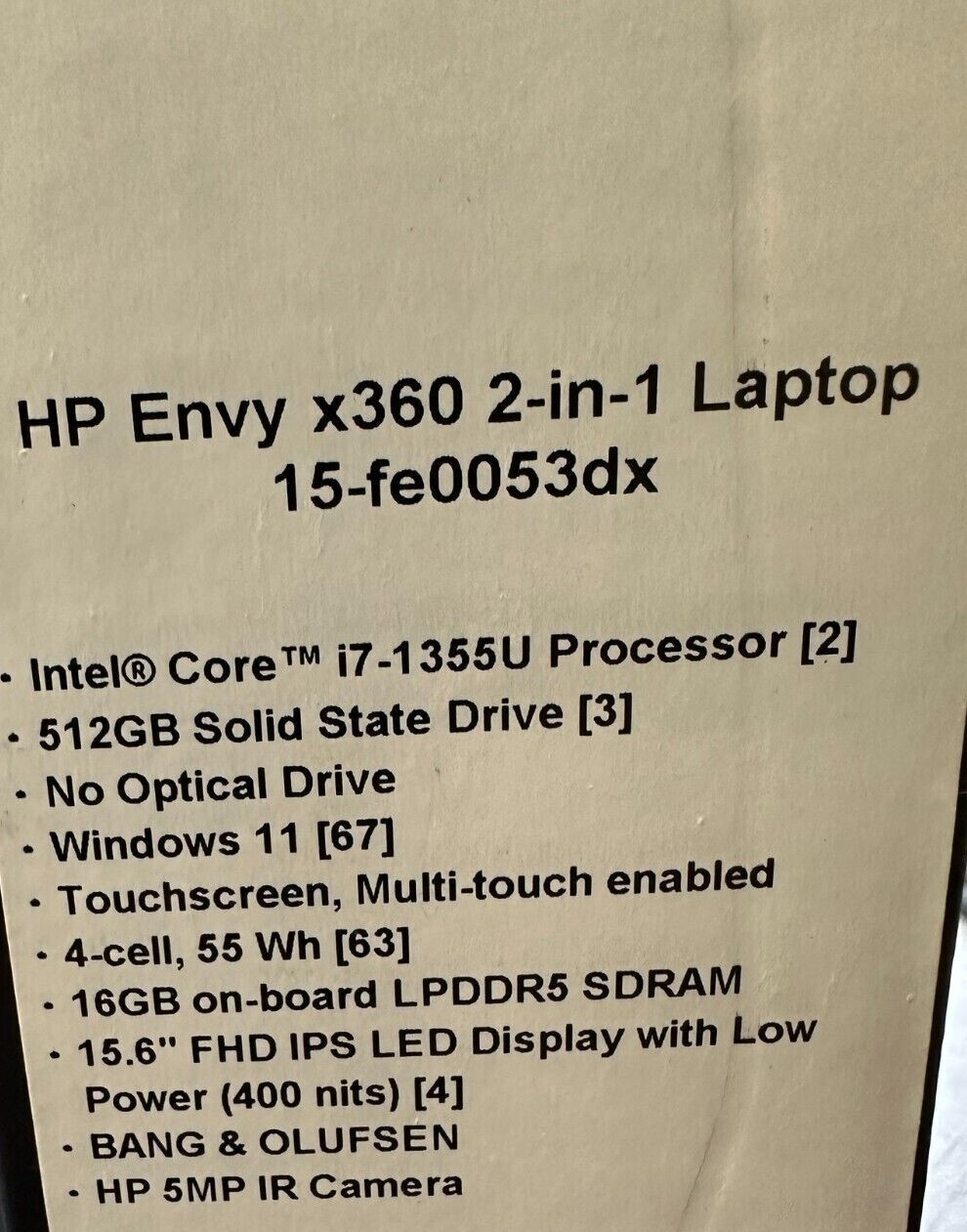 HP ENVY 2-in-1 15.6″ Full HD Touch I7 13th Gen 512GB SSD 16GB W11 15-fe0053dx