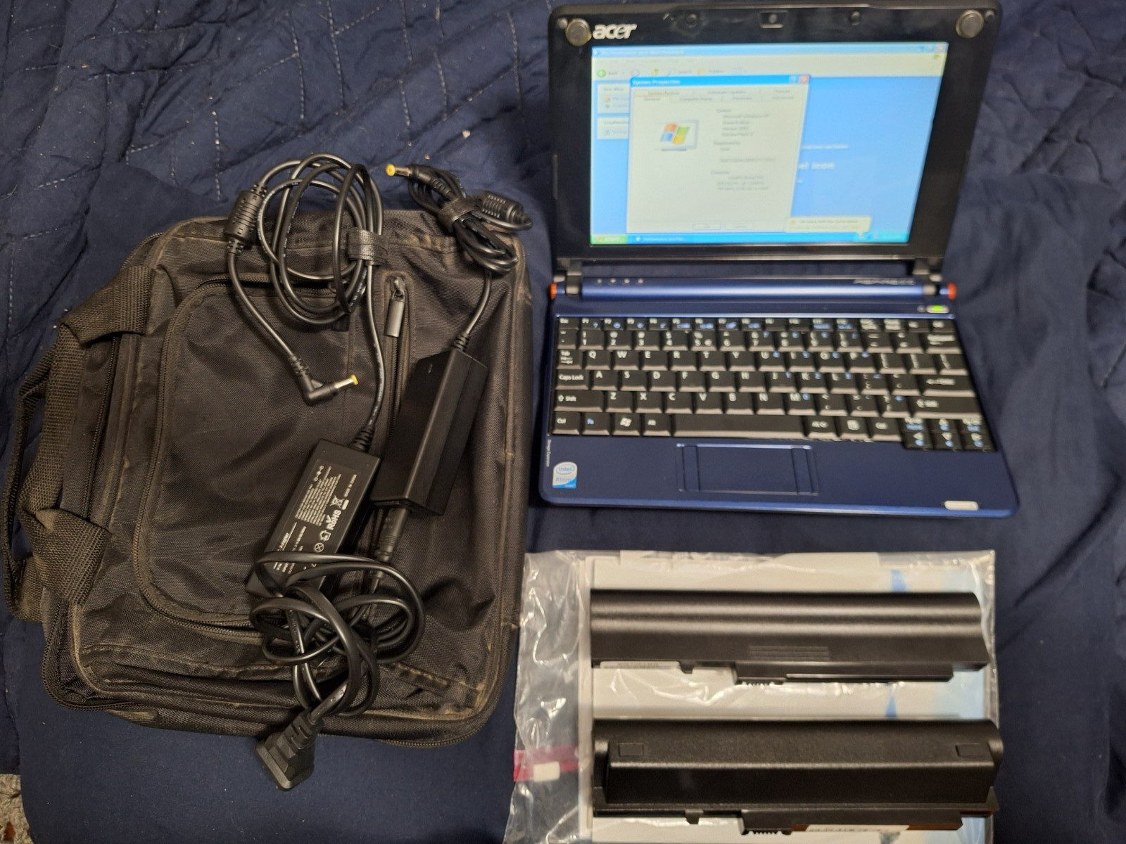 Acer Aspire One ZG5 Mini Laptop w/ Bag, Extra Batteries, Power Cables, & Manual