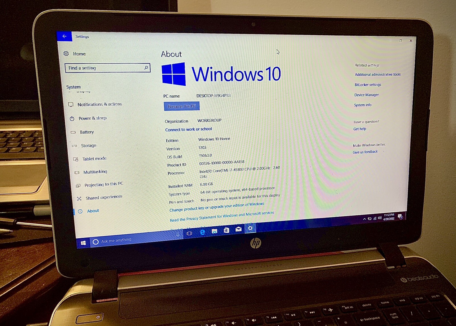 HP PAVILION 15-1114dx i7 PROCESSOR LAPTOP